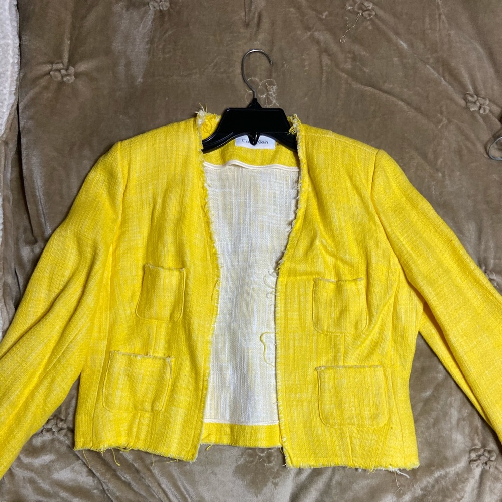 Yellow Tweed Jacket by Calvin Klein